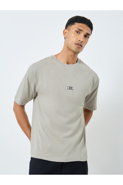 Styli Sew Panelled Acid Wash Jersey T-Shirt