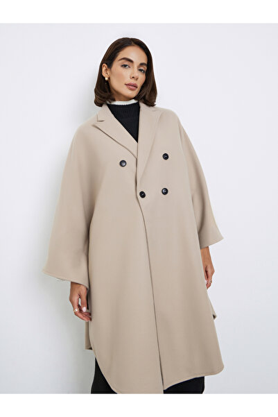 Styli Beige Cape Fit Double Breasted Coat