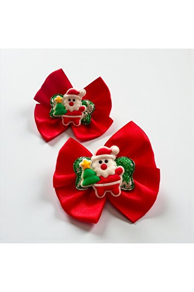 ALS Tasarım Dünyası Red Santa Claus Themed Christmas, New Year, Clip-On Hairpin