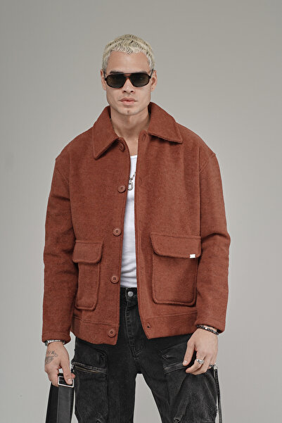 Butik Trend Biz Oversized Shirt Collar Buttoned Men's Fleece