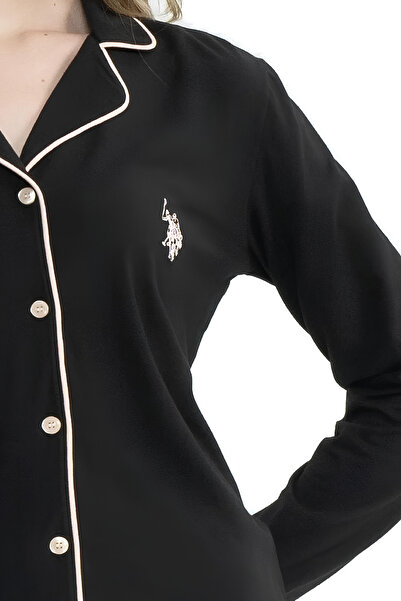 U.S. Polo Assn. Women's Soft Textured Long Sleeve Button down Modal Pajama Set