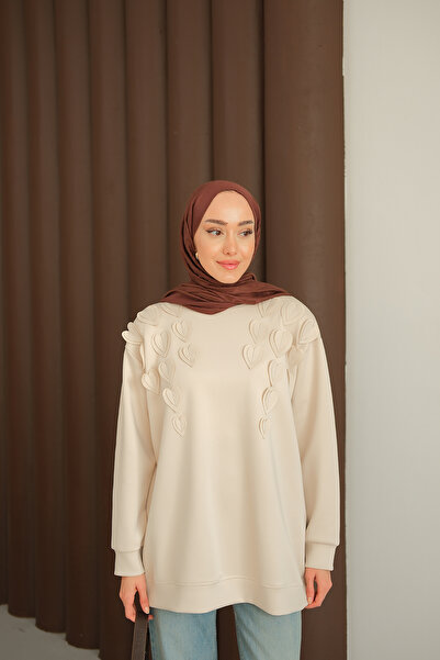LOCCO Women's Heart Detailed Tunic Cream