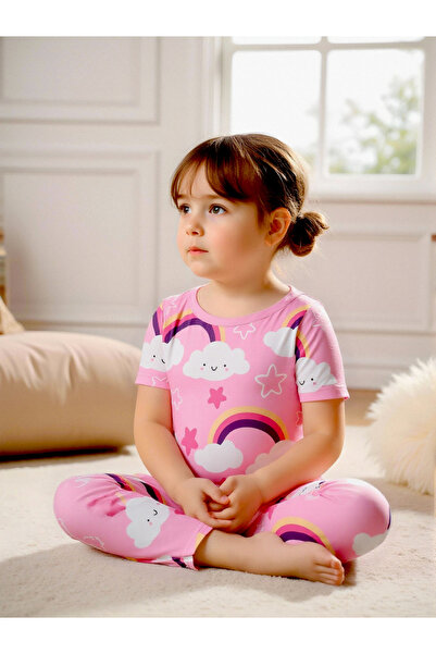 Take Two By Styli Graphic Print Round Neck Top with Long Pyjama Set