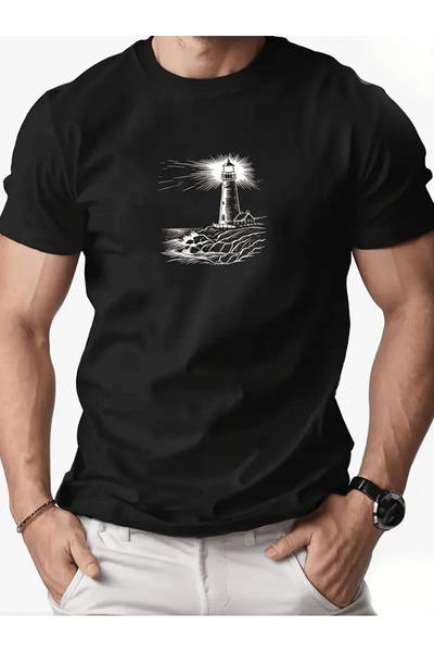 Flow touch تي شيرت مطبوع عليه منارة