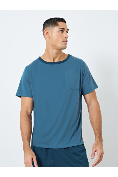 Styli Navy Blue Solid T-Shirt and Shorts Pyjama Set