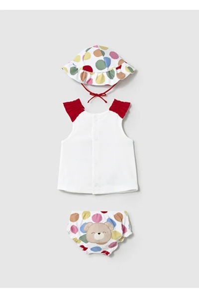 MAYORAL Baby Girl Swimsuit Hat T-Shirt 3-Piece Set 1668