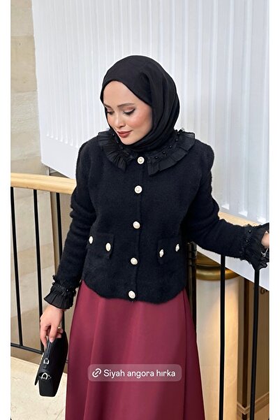 Nuesscollection Angora İncili Ceket Hırka