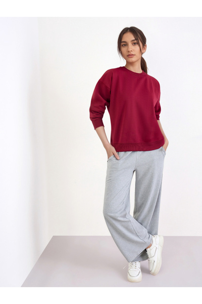Styli Burgundy Oversized Sweatshirt