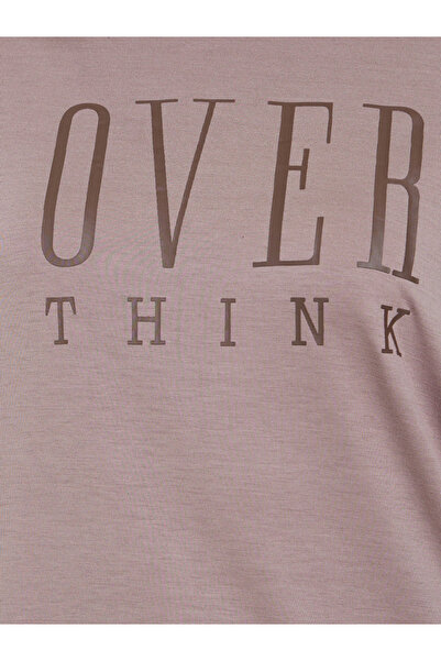 Styli Brown Slogan Print Oversize T-Shirt