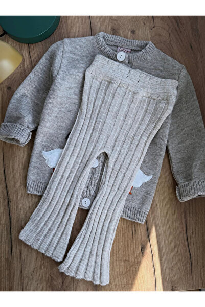 kokosh _ kidss burcu sapmaz Girl's Cape Duck Knitwear Jacket and Pants Set