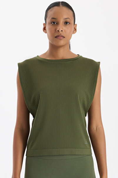 COMEUP κοτλέ Αμάνικο μπλουζάκι Σκούρο Φύλλο Πράσινο