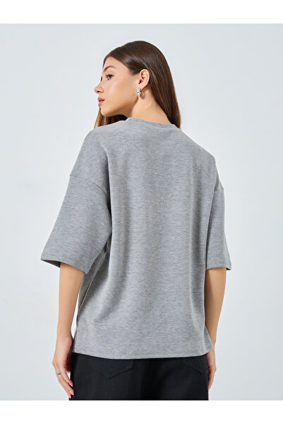 Styli Oversized Grey Knitted T-Shirt