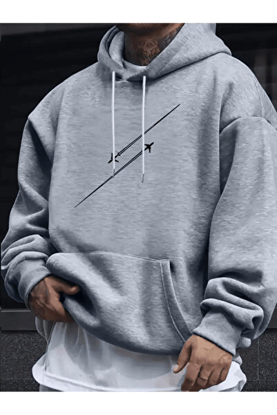 Flow touch Minimalist Airplane Motif Oversized Hoodie