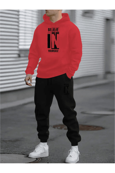 Flow touch طقم هوديي وبنطلون رياضي من Kadin Insel (Believe In Yourself) B مطبوع