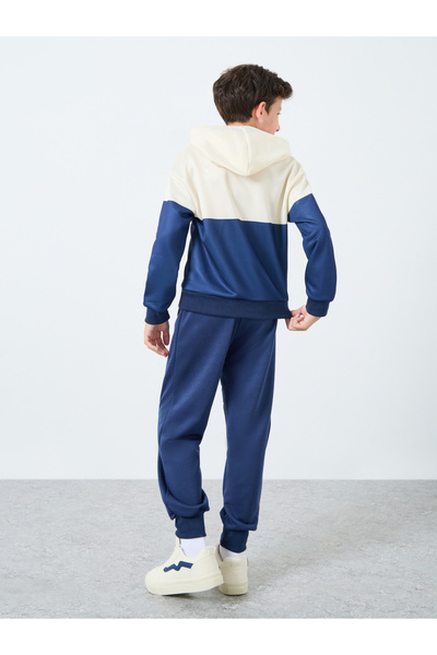 Styli Boys Blue Color Block Hoodie and Joggers Set