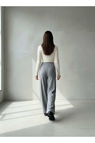 SARE ERKMEN Women's Knitwear Pants Stretchy Winter Wide Leg