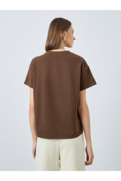 Styli Brown Knitted Boxy Fit T-Shirt