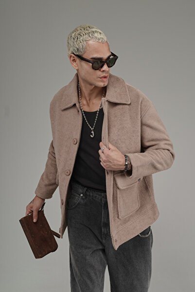 Butik Trend Biz Oversized Shirt Collar Buttoned Men's Fleece