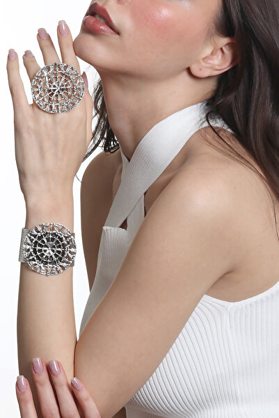 LABALABA Kadın Antik Gümüş Kaplama Ayarlanabilir Geniş Band Örümcek Ağı Figür...