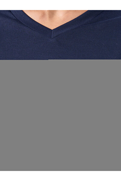 Styli Solid V Neck T-Shirt and Winter Print Cuffed Pyjama Set