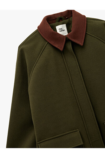 Koton Collar Detailed Zippered Snap Button Pocketed Jacket