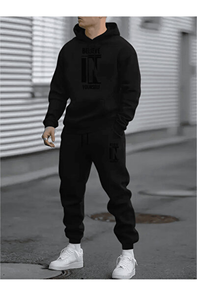 Flow touch طقم هوديي وبنطلون رياضي من Kadin Insel (Believe In Yourself) B مطبوع