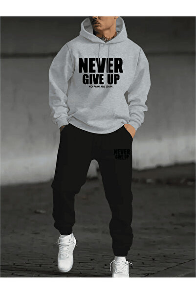 Flow touch طقم هوديي من Asla Pes Etme' (Never Give Up) مطبوع