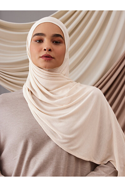 Femple Modest Small Bamboo Corded Fabric Shawl |   Color: Milk White |   Size...