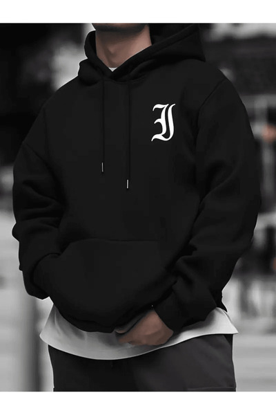 Flow touch هودي بتصميم بسيط مع حرف "ج" على الطراز القوطي