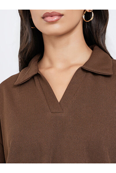 Styli Brown Soft Touch Relaxed Fit Polo T-Shirt