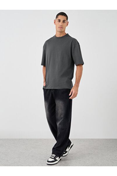 Styli Pack of 2 - Heavy Cotton Jersey Oversized Mock Neck T-Shirt