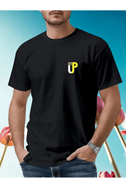 Flow touch تي شيرت بتصميم بسيط يحمل عبارة 'لا تستسلم أبدًا'