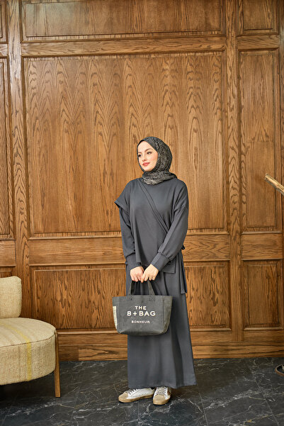 LOCCO Women's Piece Tie Dress Anthracite