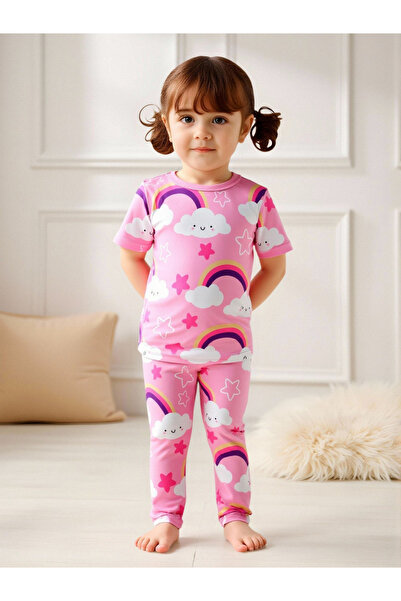 Take Two By Styli Graphic Print Round Neck Top with Long Pyjama Set