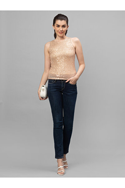 Globus By Styli Women Gold Embellished Round Neck Top