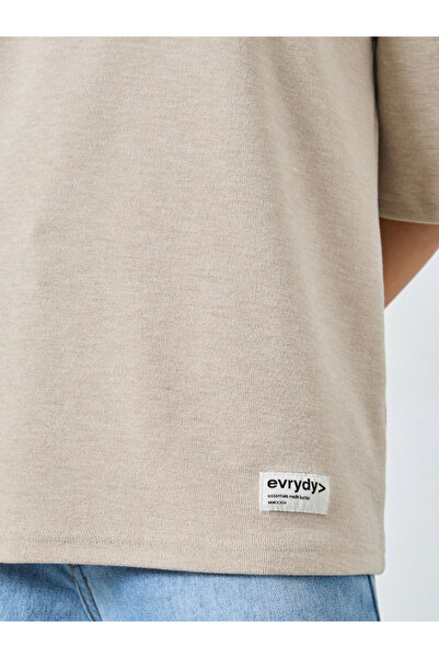 Styli Beige Oversized Knit T-Shirt