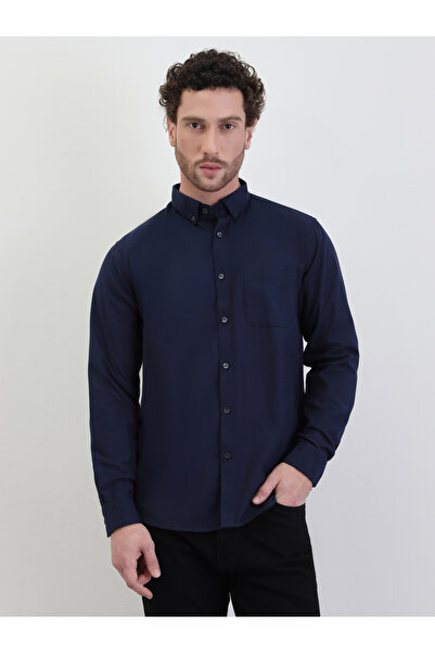 Styli Solid Oxford Regular Fit Spread Collar Shirt