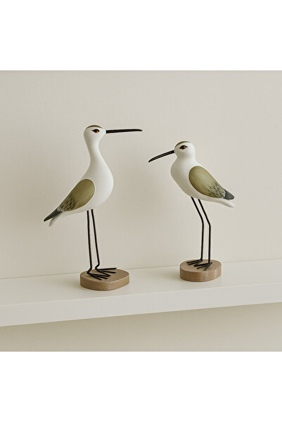 YINZUO Wooden Bird Figurines with Iron Legs – Decorative Coastal Tabletop Sculptures, Home Décor Ornament