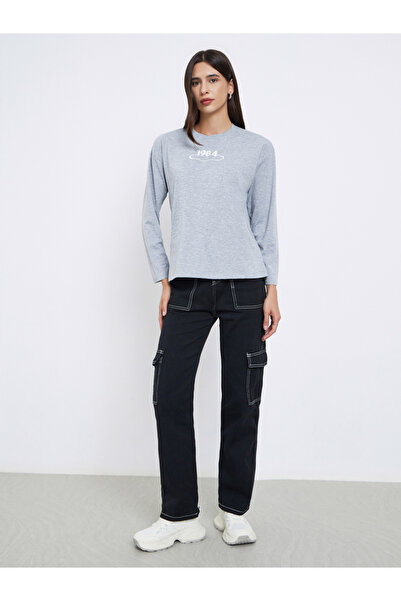 Styli Grey Embroidered Long Sleeve T-Shirt