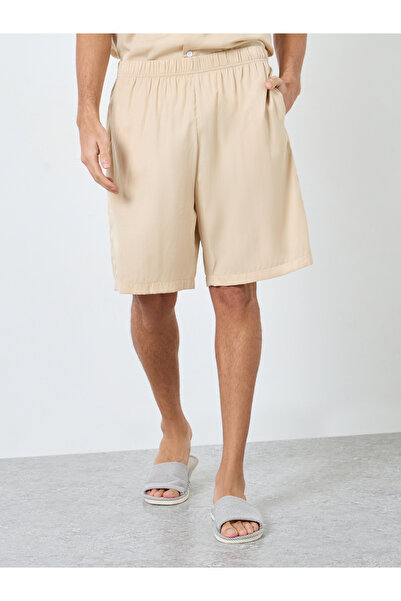 Styli Men Beige Pocket Embroidery Detail Shirt with Contrast Piping and Shorts Set