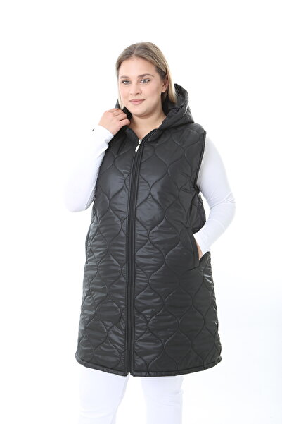 XL Modam Women's Quilted Black Plus Size Vest