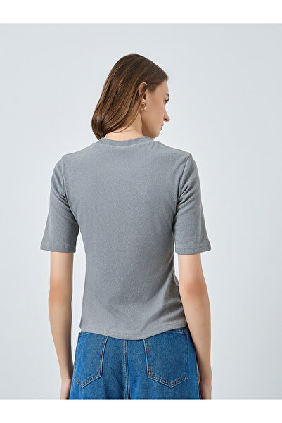 Styli Charcoal Fitted Knit T-Shirt