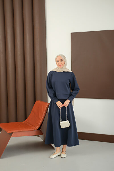 LOCCO Women's Crew Neck Scuba Suit Navy Blue