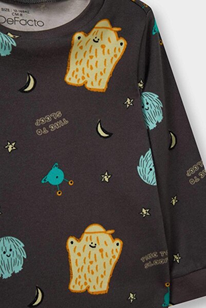 DeFacto Baby Boy Pajama Set Space Printed Long Sleeve Top Long Bottom (25 Au)
