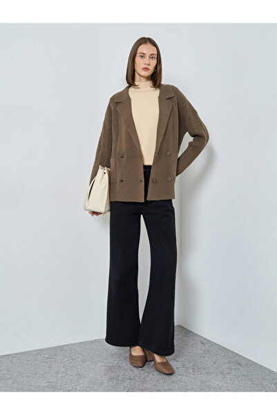 Styli Brown Longline Double Breasted Trench Cardigan