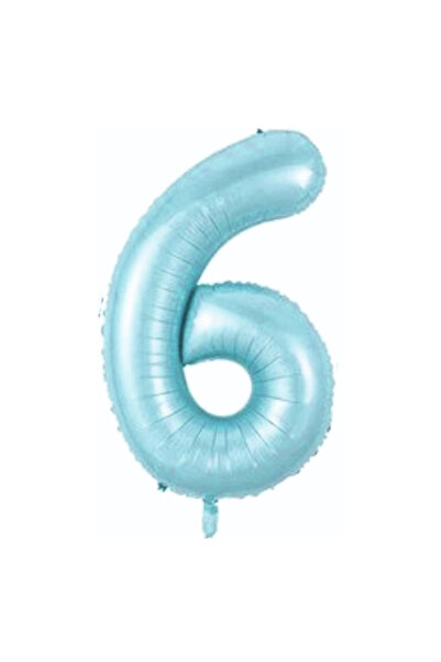GÖRKEM TOPTAN PARTİ Folyo Balon 6 Rakamı Helyum Balon 76 Cm Mavi Renk - 6 Yaş...