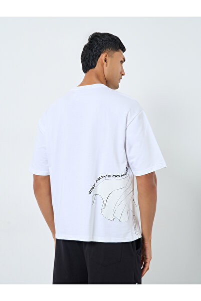 Styli Men White Graphic Oversized Superman T-Shirt