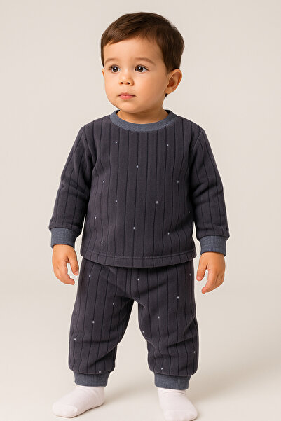 Oz Baby Unisex Winter Patterned Fleece Set Baby Girl and Boy Children's Clothing Set