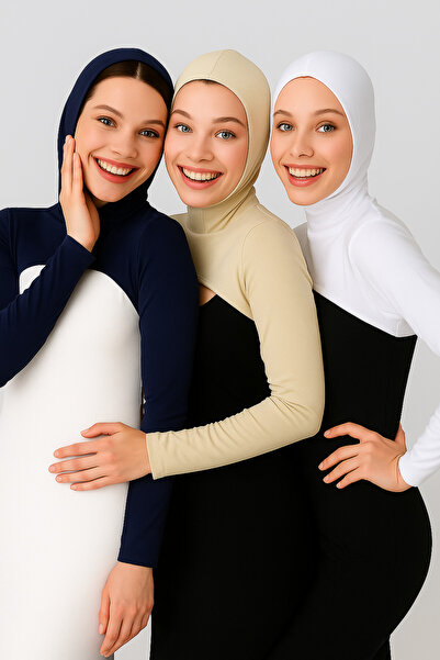 mirach 3-Piece Economical Set Beige Navy Blue White Workwear Complementary Piece Durable Neck Collar Sleeve Set