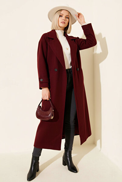 FERHEL Women's Adel Double-Breasted Collar Long Cashmere Coat